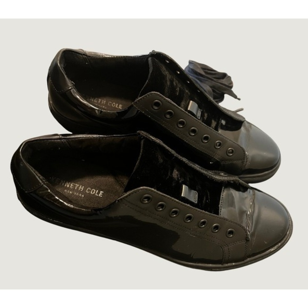 Kenneth Cole Mister Man Sneakers Mens 10 Black Patent Velvet Dress Shoes